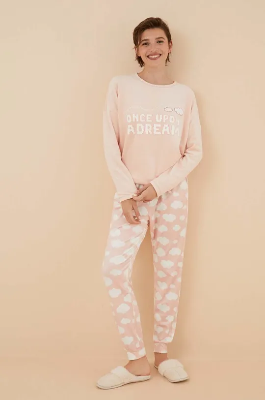 rózsaszín women'secret pizsama COZY CLOUDS Női