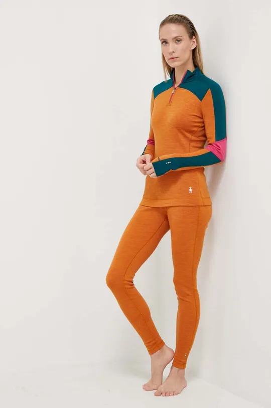 Funkcionalna majica z dolgimi rokavi Smartwool Classic Thermal Merino oranžna