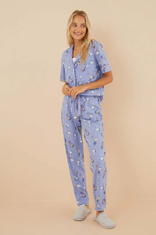 μπλε Βαμβακερές πιτζάμες women'secret Snoopy Γυναικεία