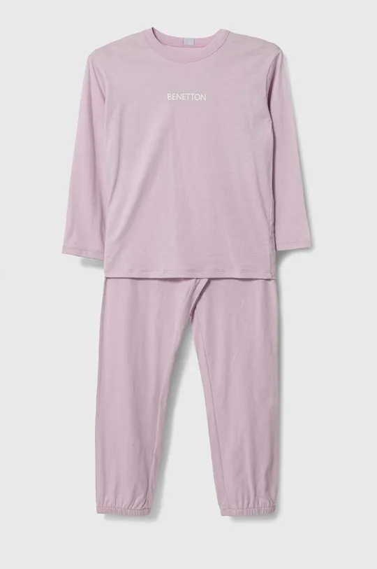 rózsaszín United Colors of Benetton gyerek pamut pizsama Gyerek