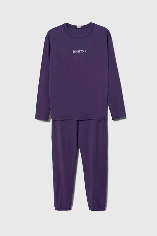 fialová Detské bavlnené pyžamo United Colors of Benetton Detský