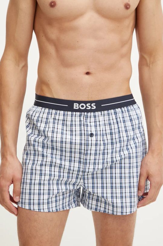 Bavlněné boxerky BOSS 3-pack látka modrá 50505677