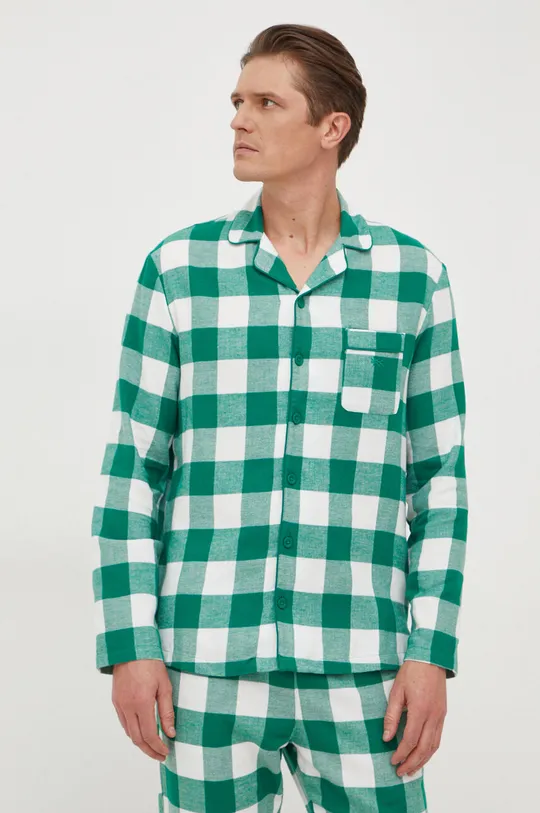 Pamučna pidžama United Colors of Benetton zelena