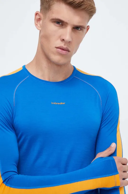 modra Funkcionalna majica z dolgimi rokavi Icebreaker ZoneKnit 200