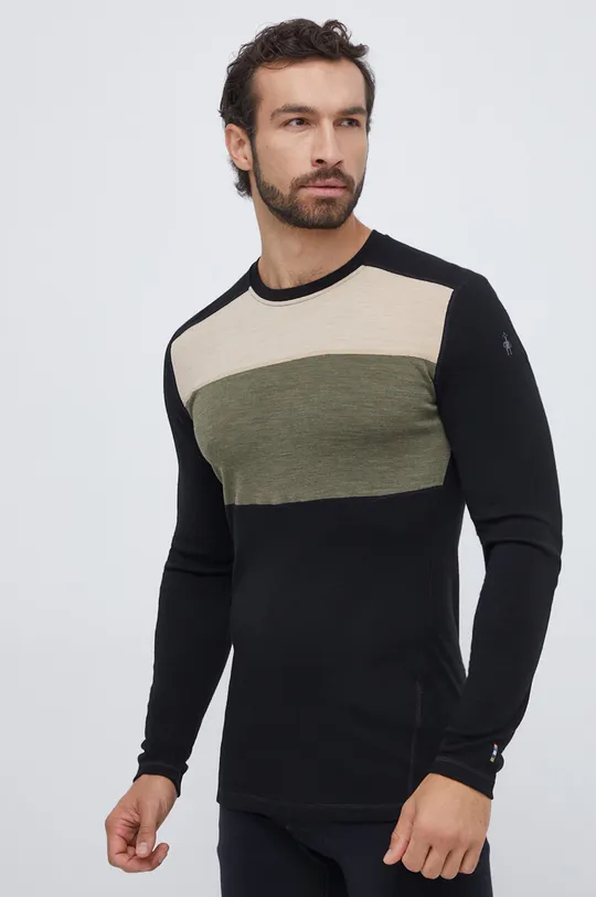 μαύρο Λειτουργικό μακρυμάνικο πουκάμισο Smartwool Classic Thermal Merino Ανδρικά