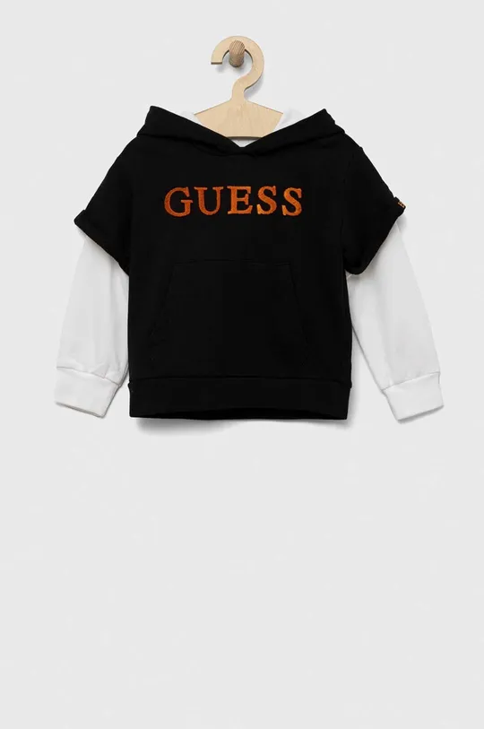 μαύρο Παιδική βαμβακερή μπλούζα Guess Για αγόρια