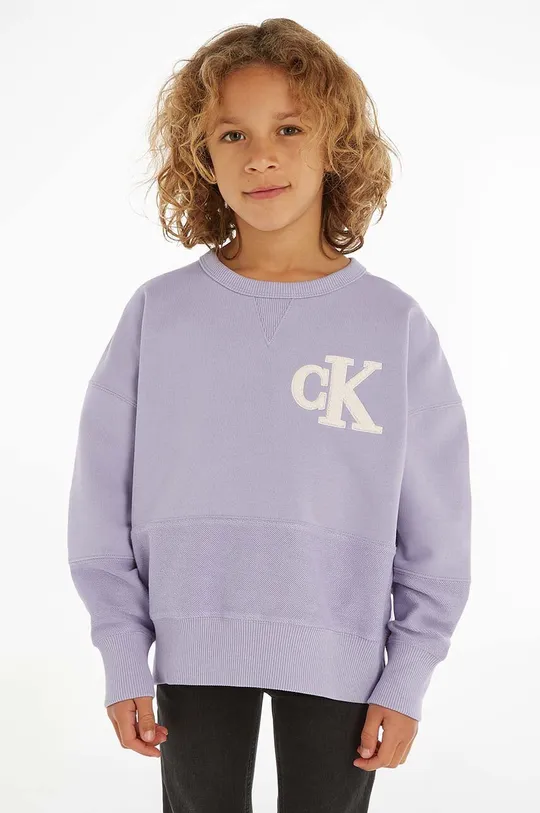 фиолетовой Детская хлопковая кофта Calvin Klein Jeans Для мальчиков