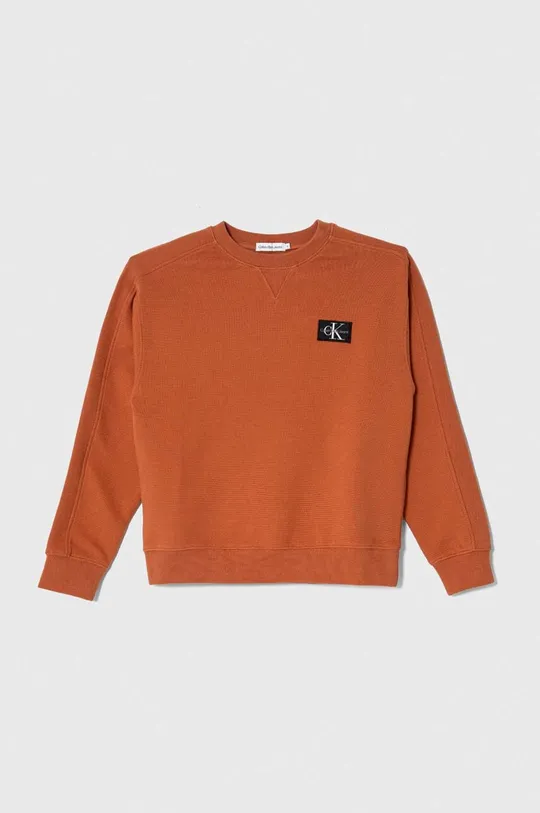 oranžna Otroški bombažen pulover Calvin Klein Jeans Fantovski