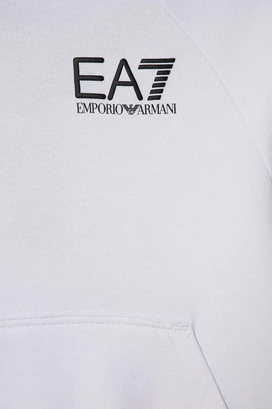 Otroški pulover EA7 Emporio Armani  Glavni material: 88 % Bombaž, 12 % Poliester Podloga kapuce: 100 % Bombaž Patent: 95 % Bombaž, 5 % Elastan