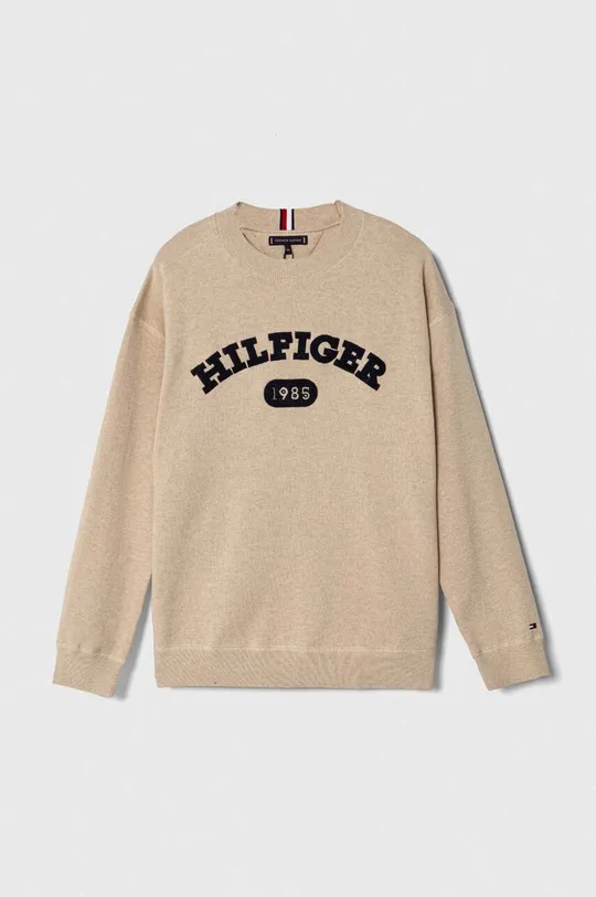beżowy Tommy Hilfiger sweter bawełniany dziecięcy Chłopięcy