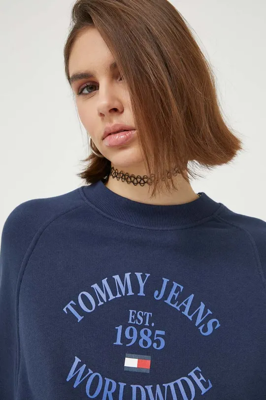 tmavomodrá Bavlnená mikina Tommy Jeans
