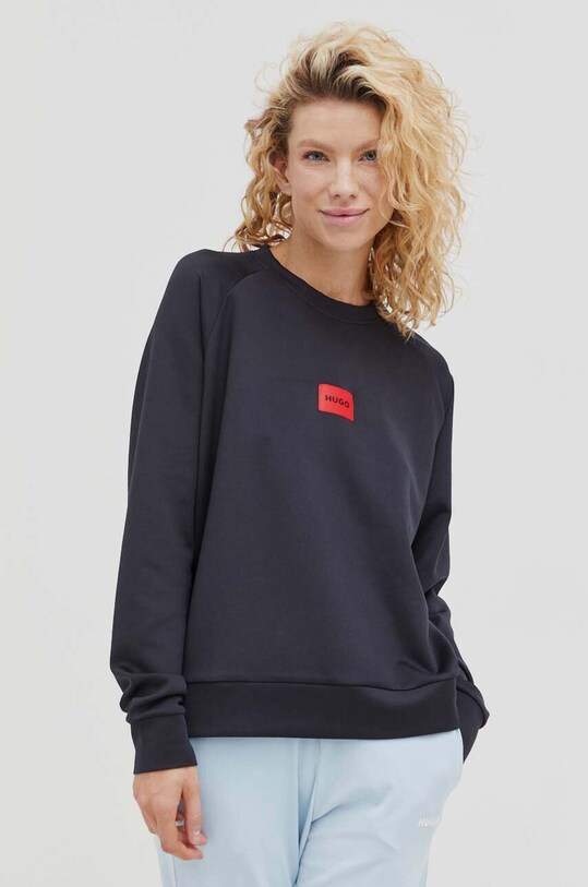 Кофта HUGO жіноча колір чорний з аплікацією | ANSWEAR.ua