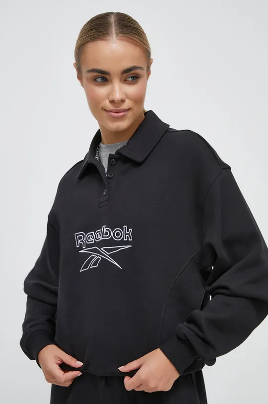 črna Bombažen pulover Reebok Classic Ženski