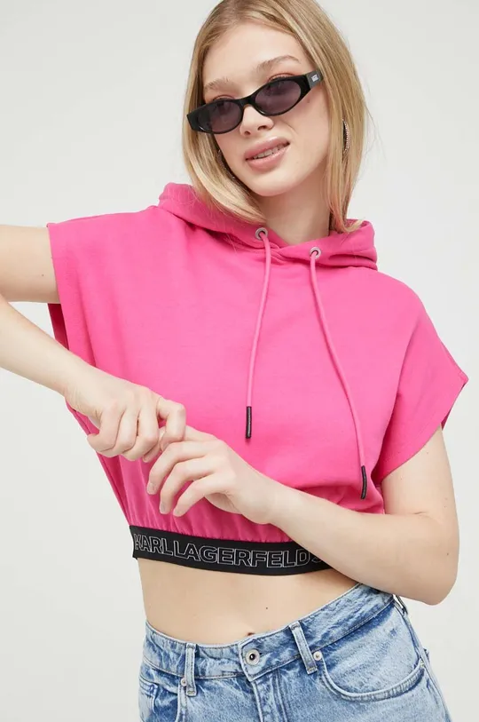 ροζ Βαμβακερή μπλούζα Karl Lagerfeld Jeans Γυναικεία