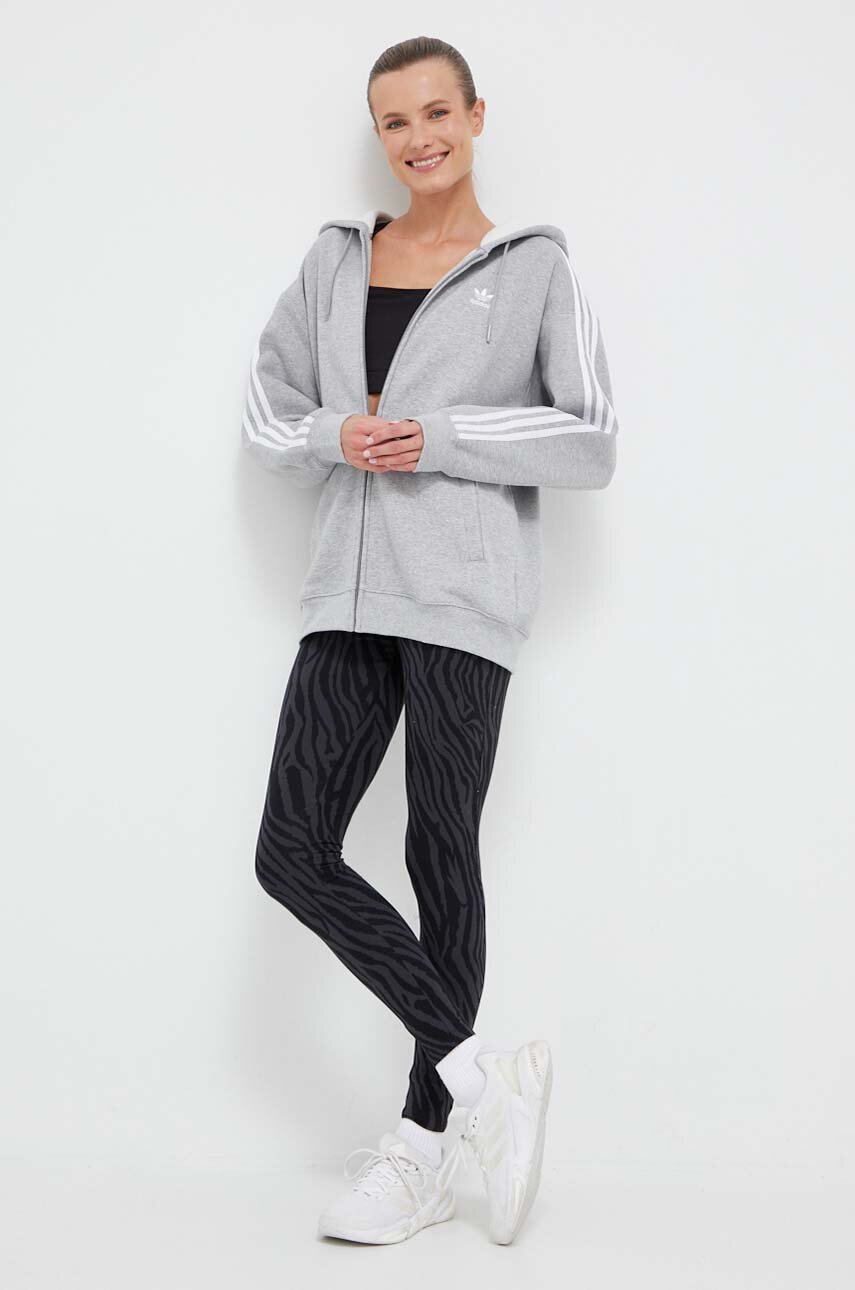 Кофта adidas Originals женская цвет серый с капюшоном узор | ANSWEAR.ua