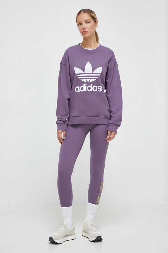 Βαμβακερή μπλούζα adidas Originals μωβ