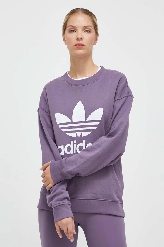 fioletowy adidas Originals bluza bawełniana