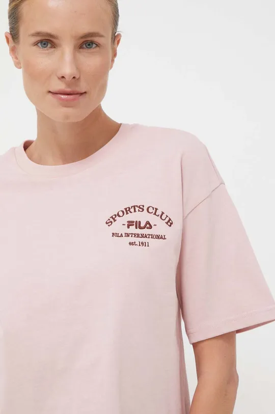 różowy Fila t-shirt bawełniany Damski