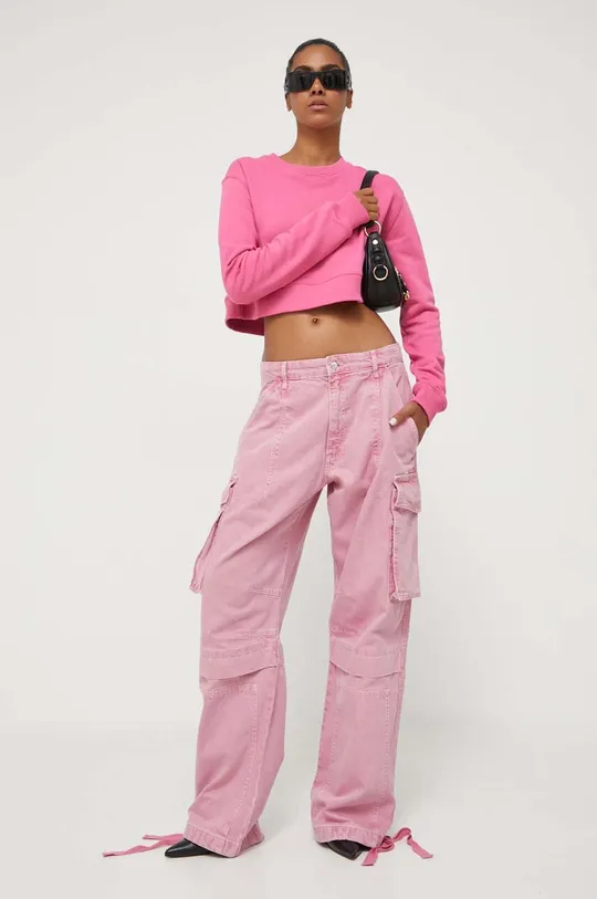 Bavlnená mikina Moschino Jeans ružová