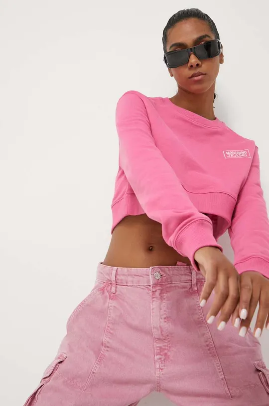 roza Bombažen pulover Moschino Jeans