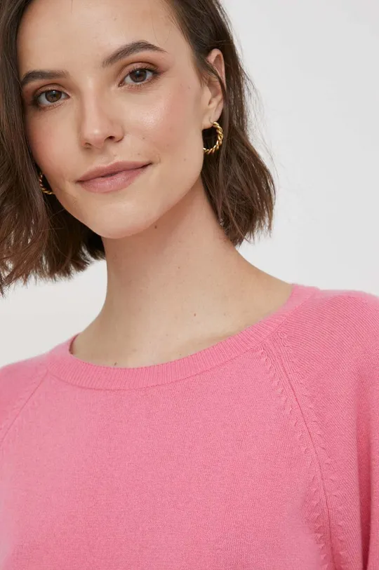 Πουλόβερ με προσθήκη μαλλιού United Colors of Benetton ροζ