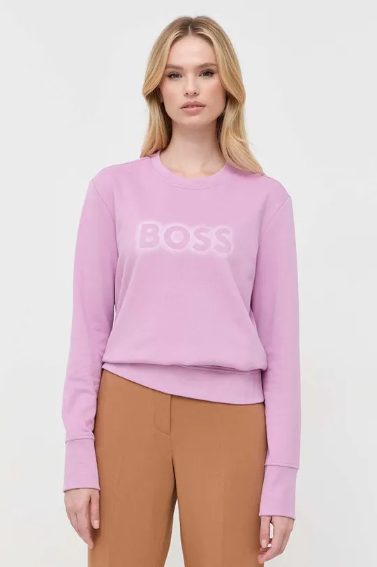 roza Bombažen pulover Boss Orange Ženski