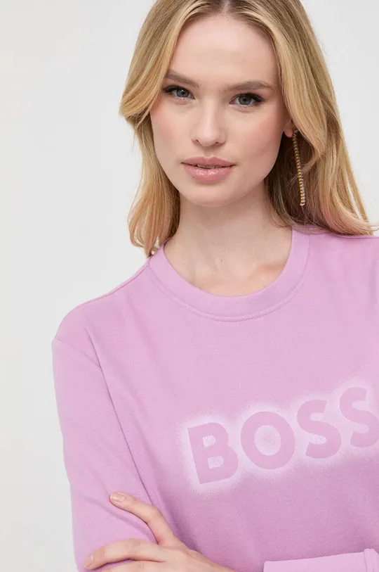 ružová Bavlnená mikina Boss Orange BOSS ORANGE