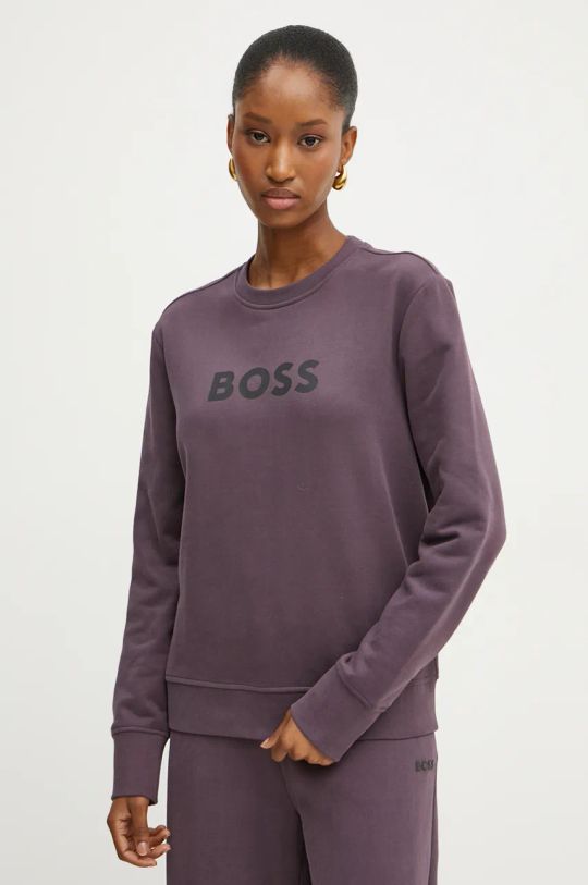 Boss Orange bluza bawełniana BOSS ORANGE nadruk fioletowy 50501154