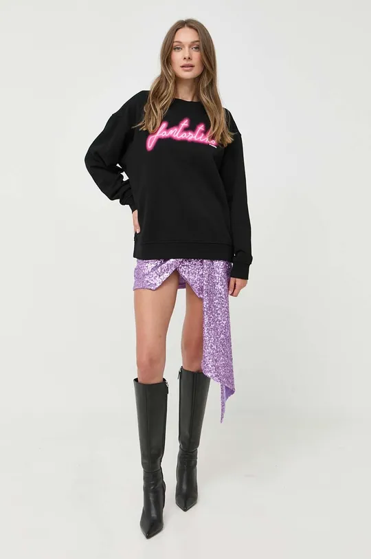 Bombažen pulover Pinko črna