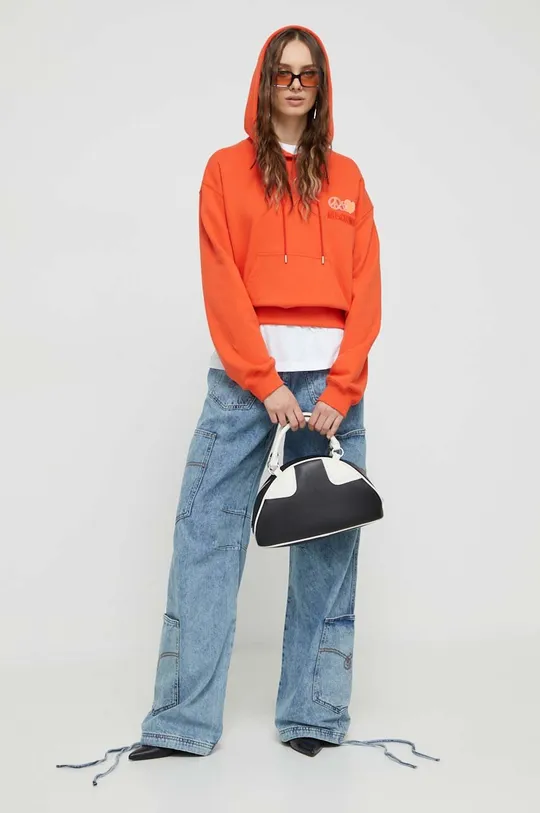 Βαμβακερή μπλούζα Moschino Jeans πορτοκαλί