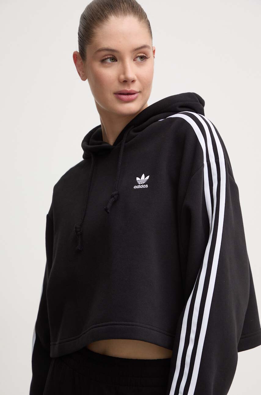 adidas Originals bluza Adicolor Classics Crop Hoodie IB7388 damska kolor czarny z kapturem z