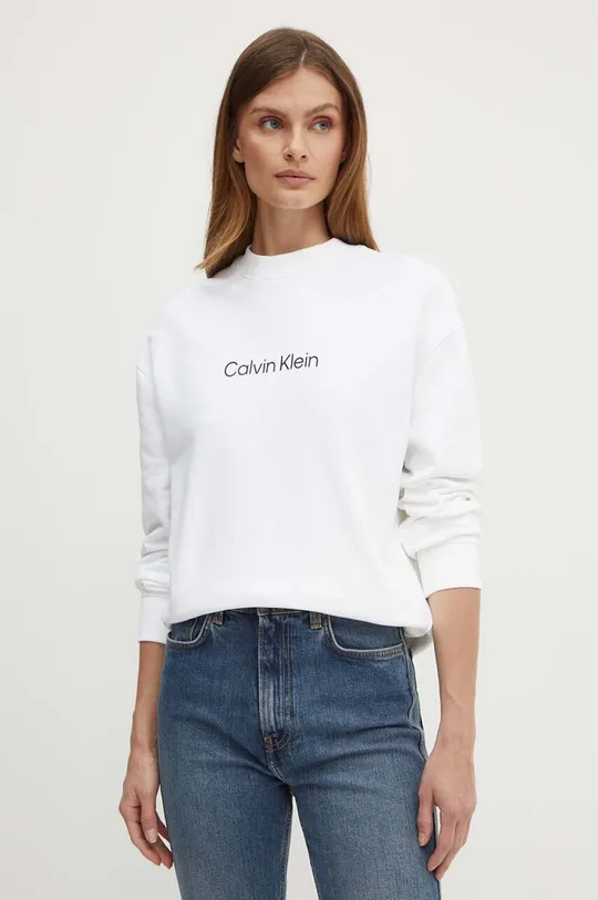 biały Calvin Klein bluza bawełniana Damski