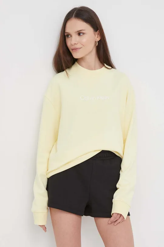 žltá Bavlnená mikina Calvin Klein