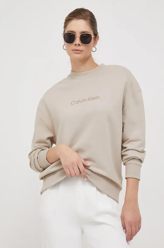 bež Bombažen pulover Calvin Klein Ženski