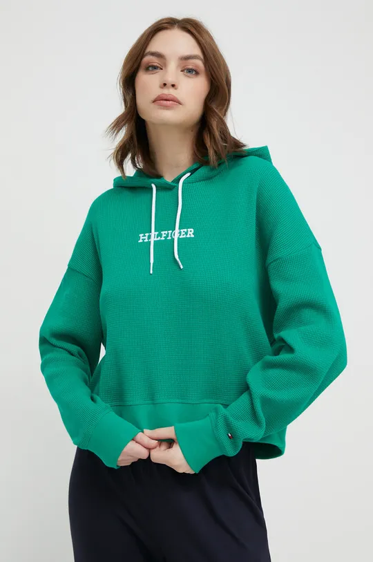 zöld Tommy Hilfiger pamut pulóver otthoni viseletre Női