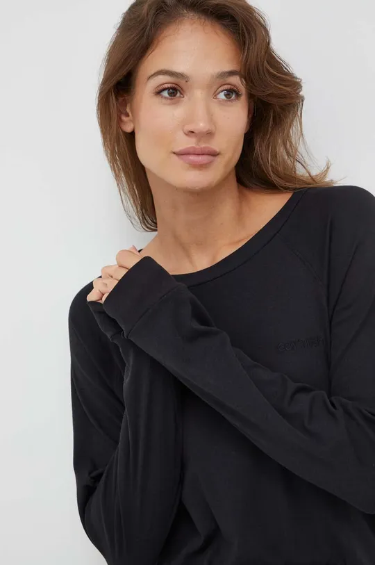 crna Majica dugih rukava za spavanje Calvin Klein Underwear