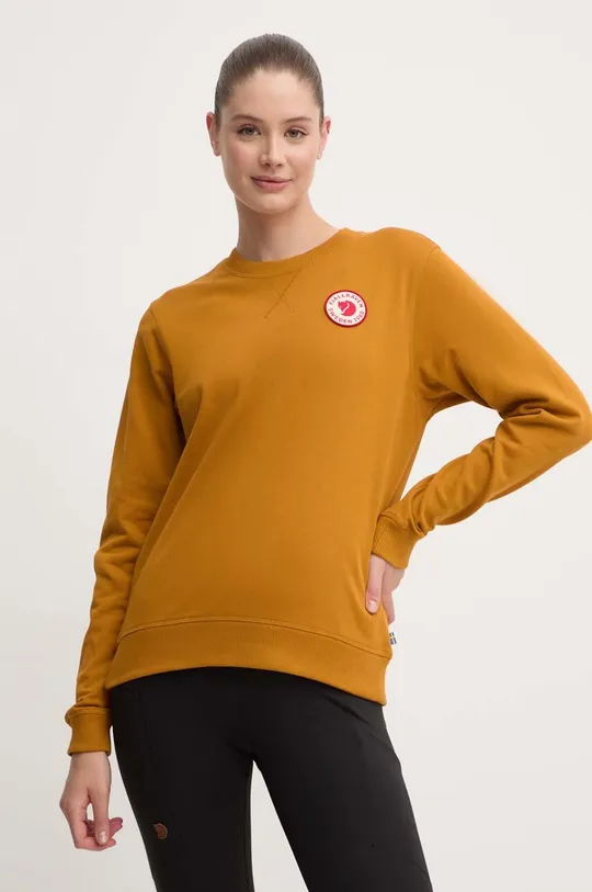 rumena Bombažen pulover Fjallraven 1960 Logo Ženski