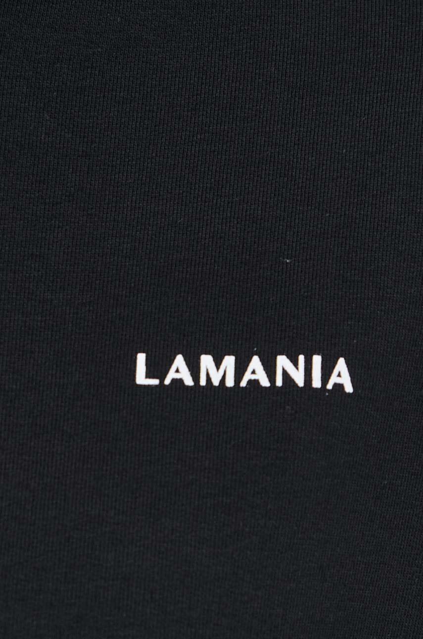 La Mania bluza damska kolor czarny z kapturem z nadrukiem