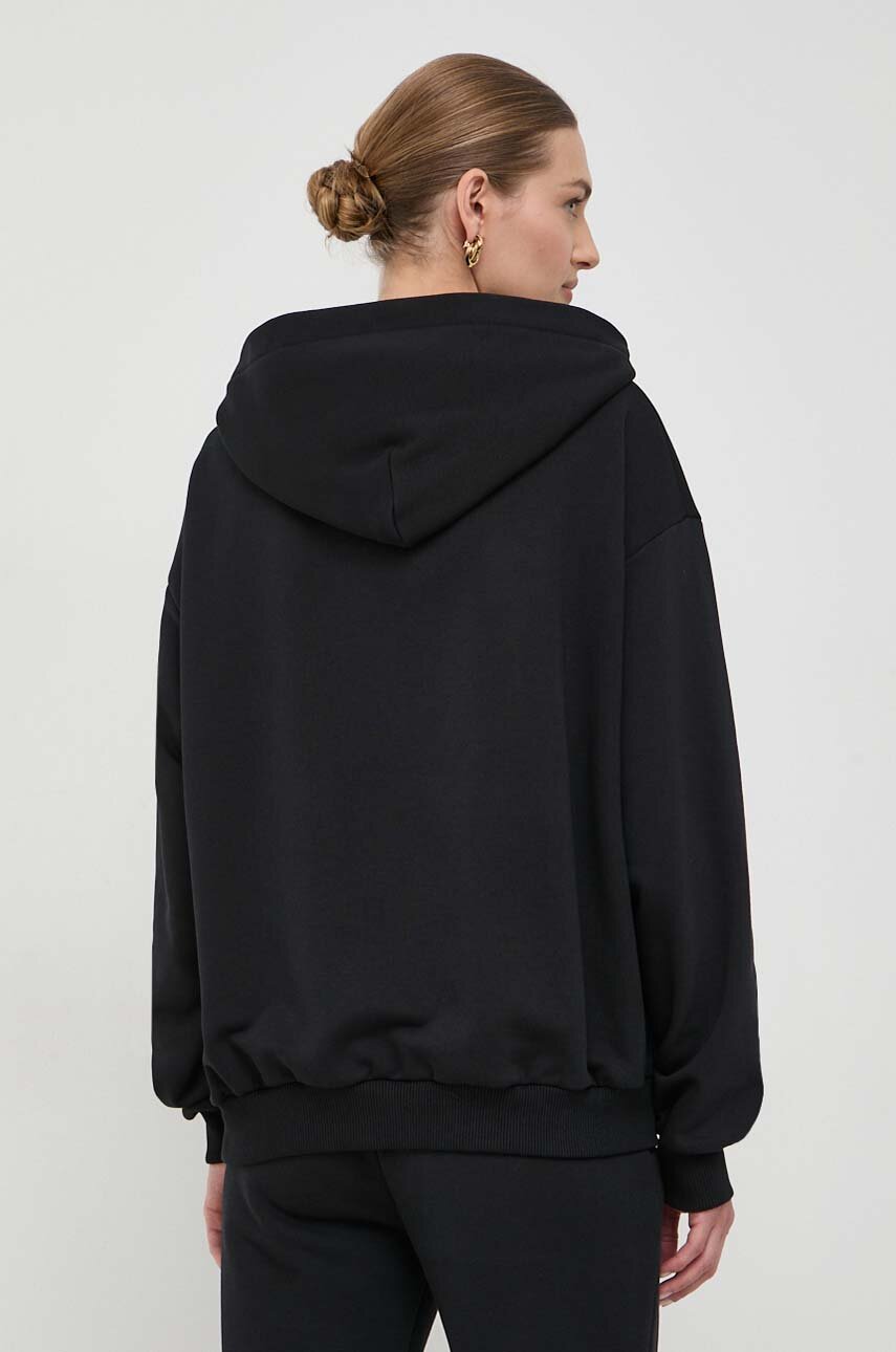 La Mania bluza damska kolor czarny z kapturem z nadrukiem