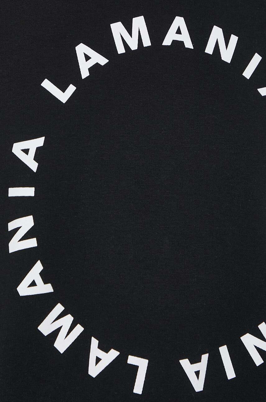 La Mania bluza damska kolor czarny z kapturem z nadrukiem