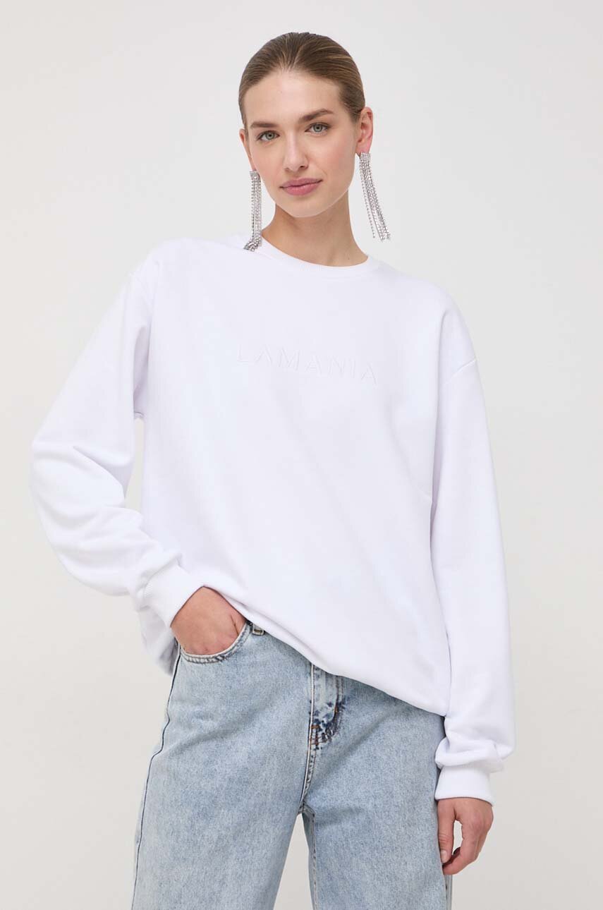 La Mania bluza damska kolor biały z aplikacją