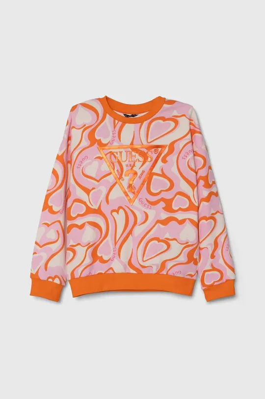 oranžna Otroški bombažen pulover Guess Dekliški