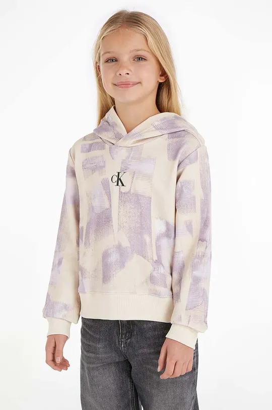ljubičasta Dječja dukserica Calvin Klein Jeans Za djevojčice