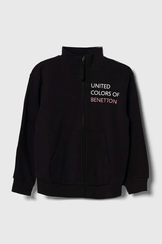 чорний Дитяча бавовняна кофта United Colors of Benetton Для дівчаток