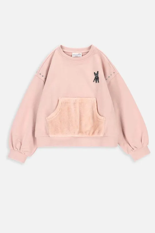roza Otroški bombažen pulover Coccodrillo Dekliški