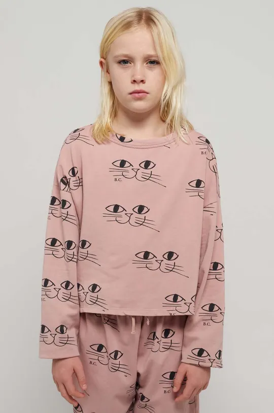 roza Otroški bombažen pulover Bobo Choses Dekliški