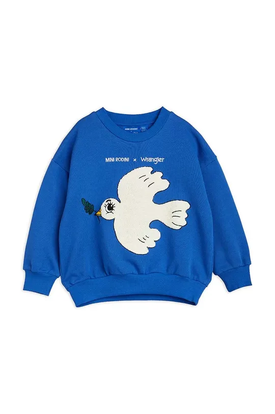 Otroški bombažen pulover Mini Rodini Mini Rodini x Wrangler modra