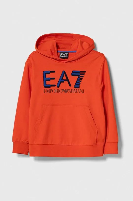pomarańczowy EA7 Emporio Armani bluza bawełniana dziecięca Dziecięcy