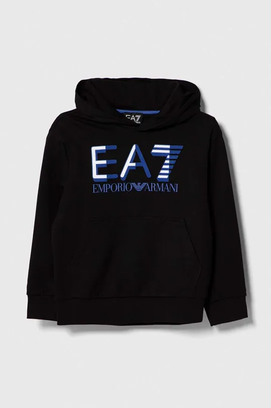 czarny EA7 Emporio Armani bluza bawełniana dziecięca Dziecięcy