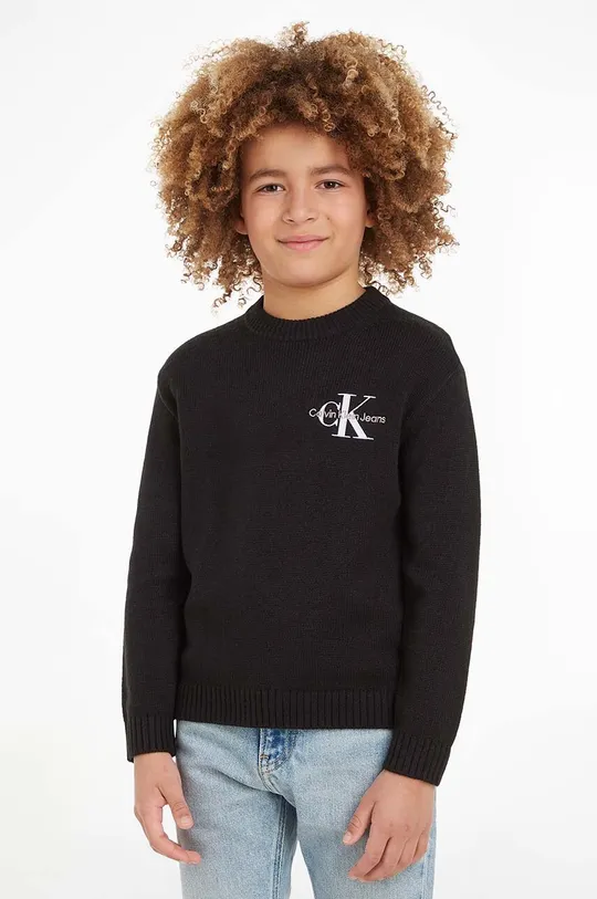 fekete Calvin Klein Jeans gyerek pulóver Gyerek